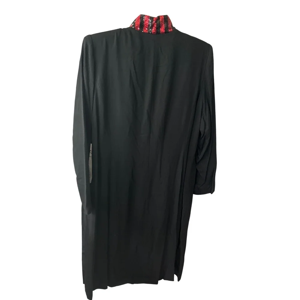 Ashro Womens 24W Black Red Sequin Trim 2 Piece Dress and Jacket Suit Set